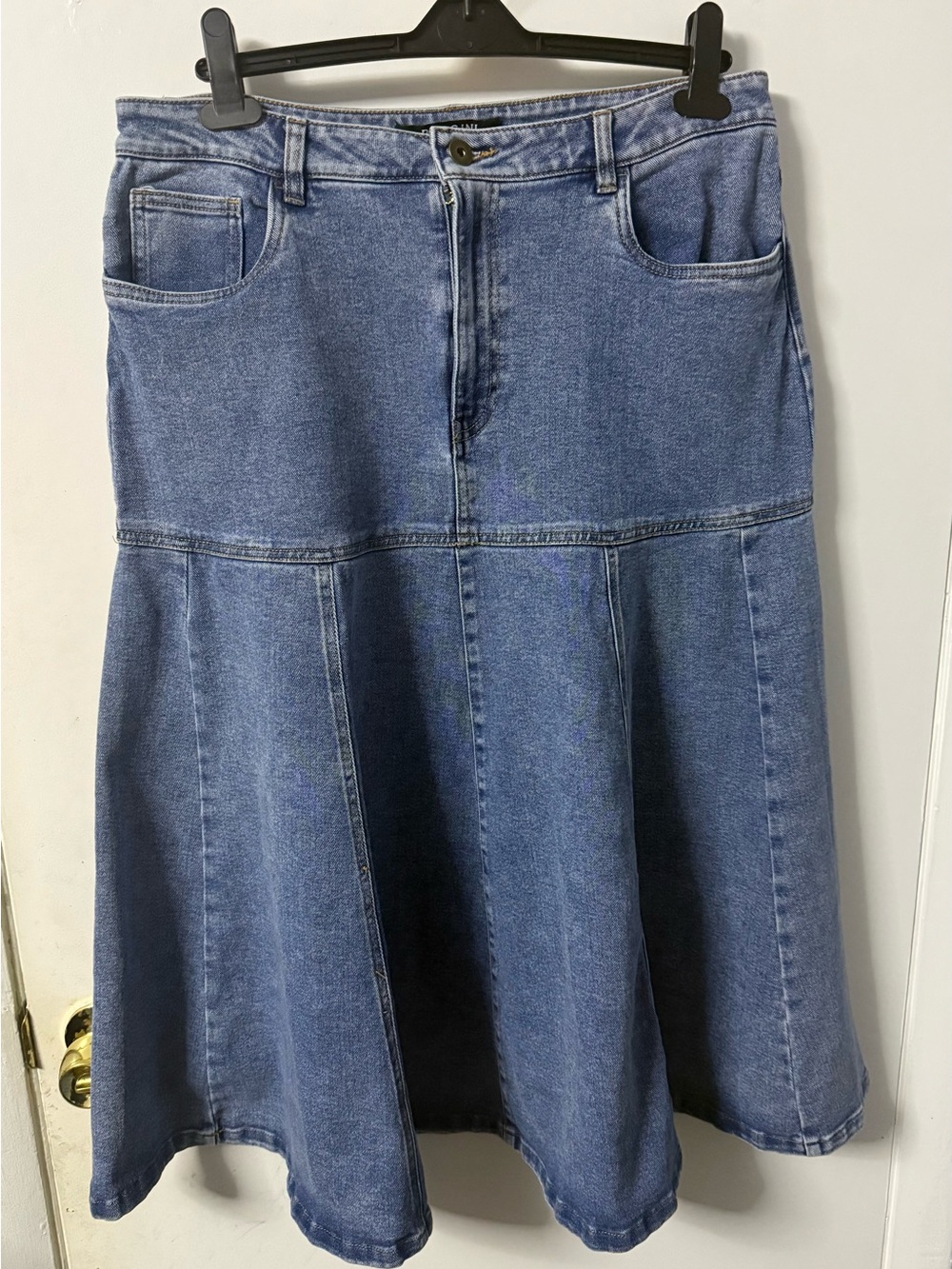 Baccini Blue Denim A-Line Flared Skirt